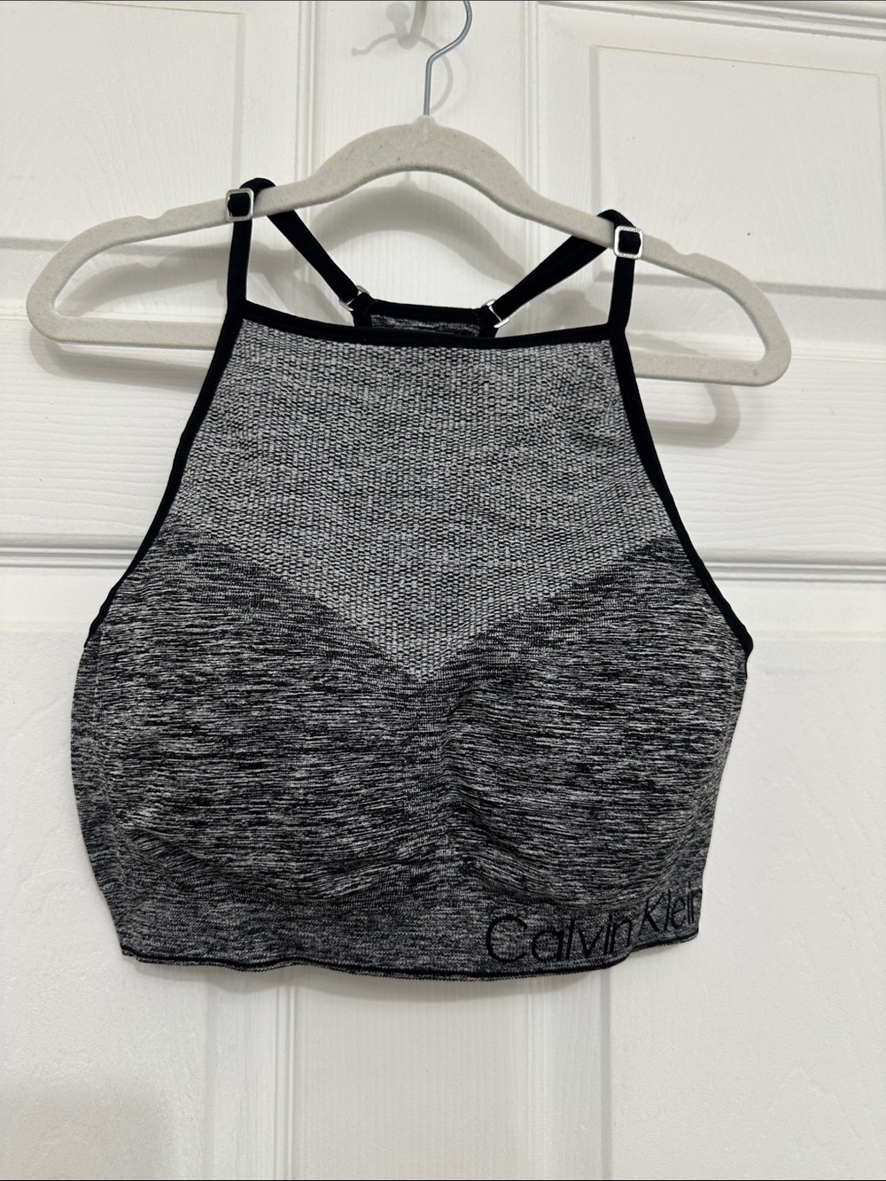 Calvin Klein Performance Gray & Black High-Neck Sports Bralette